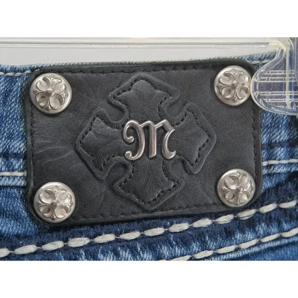 Miss Me Thick Stitched Pocket Dark Wash Straight Leg Jeans‎ Sz30 JP5014SK-4 - Picture 11 of 14